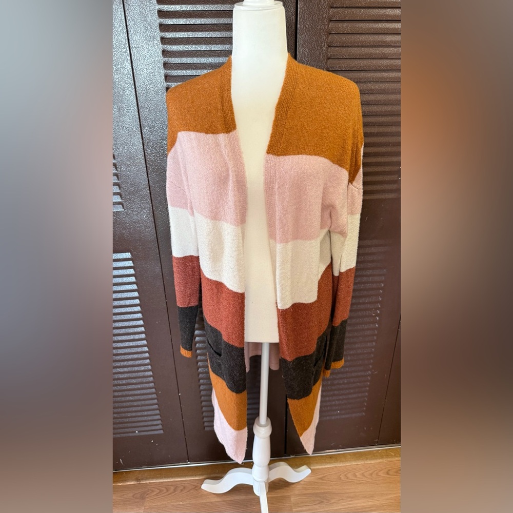 SO Multicolor Striped Open Cardigan